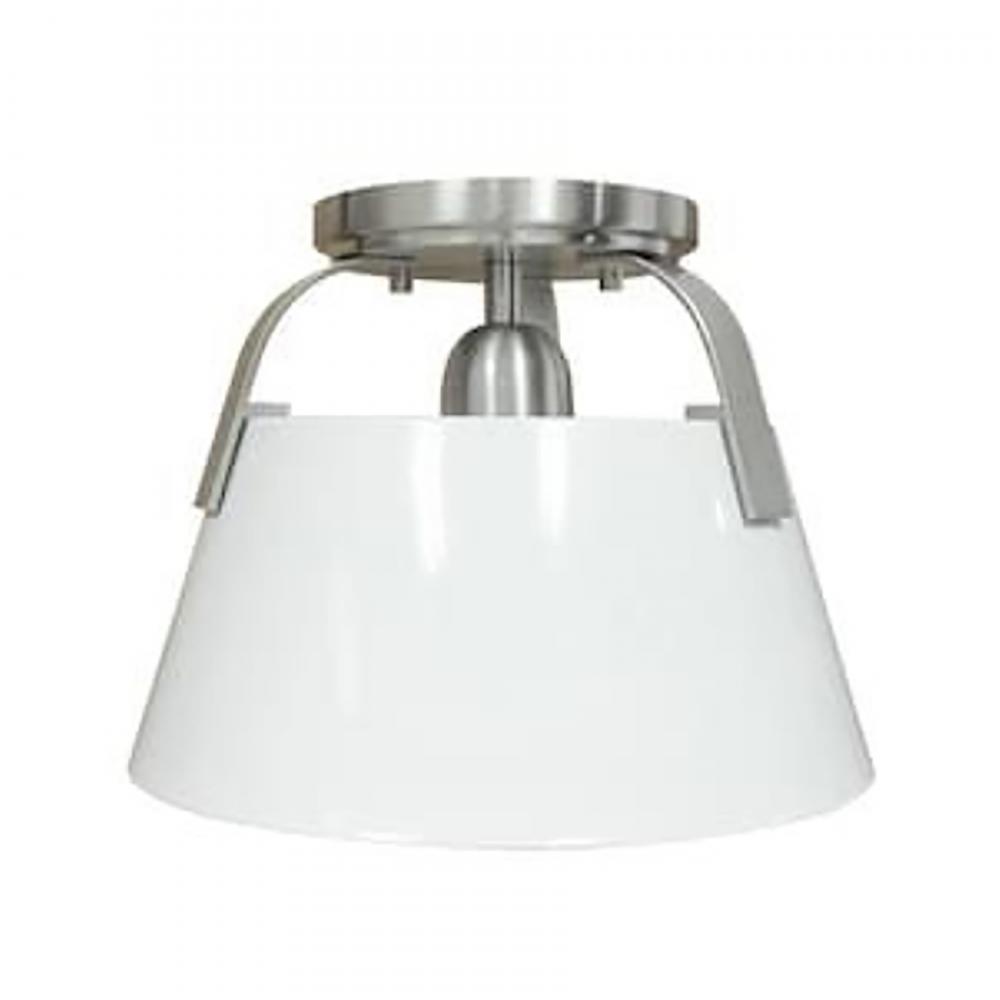 Jepson 9.5'' Wide 1-Light Semi Flush Mount - Matte White with Brushed Nickel