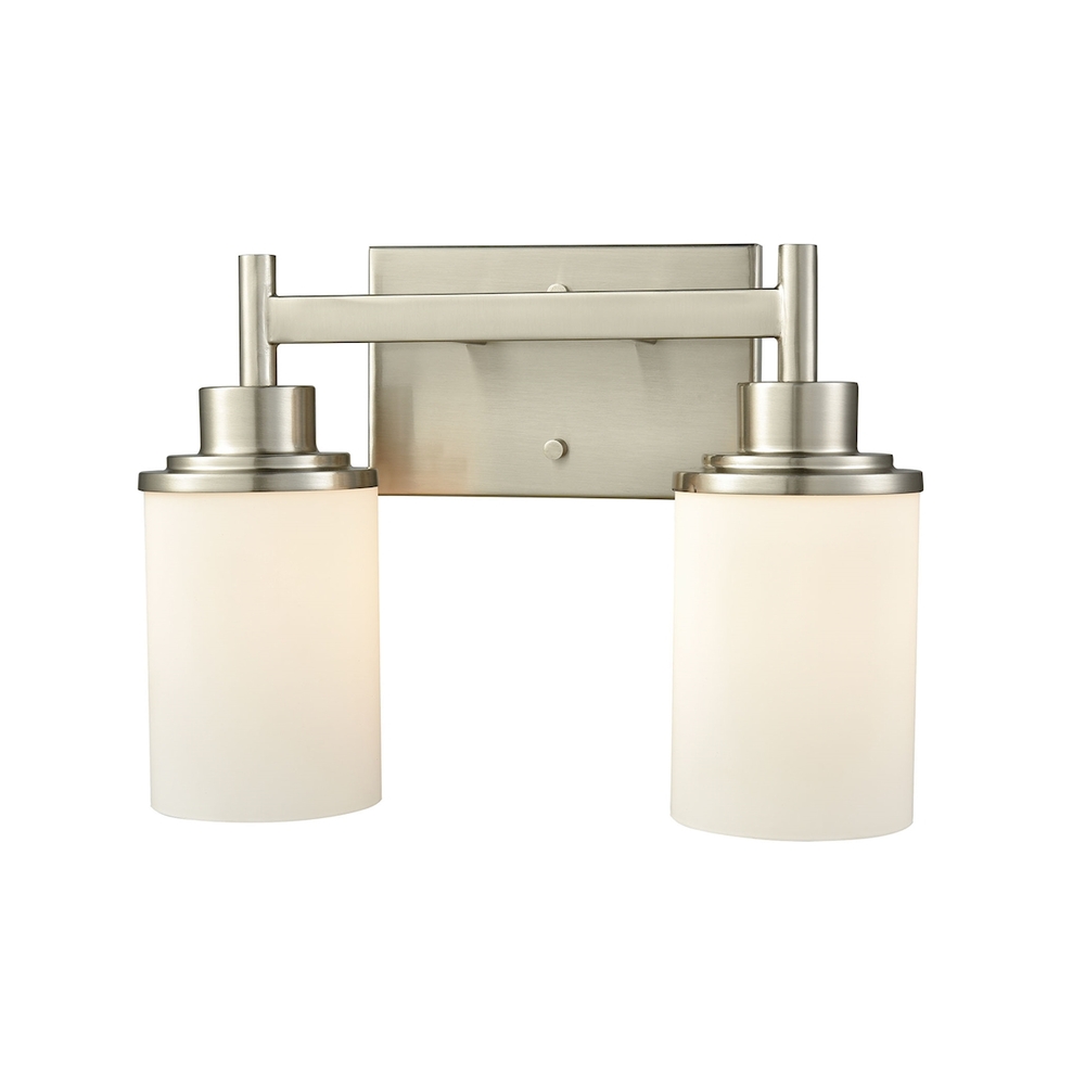 Belmar 2-Light for the Bath in Brushed Nickel with Opal White Glass