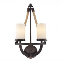 ELK Home 63040-2 - Natural Rope 2-Light Wall Lamp in Aged Bronze with White Glass